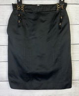 GUCCI Black Pencil Skirt‎ Gold Buckle Leather Tassels Women's US 4 Career Photo 0
