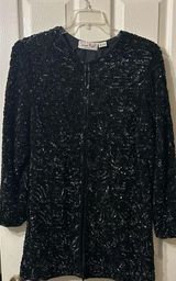 Lawrence Kazar vintage black sequin jacket XL Photo 0
