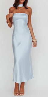 Satin Blue Dress Size L Photo 0
