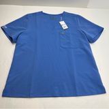 FIGS Catarina One Pocket Womens Scrub Top‎ Ceil Blue Shirt XXL NEW *EMBROIDERED Photo 0