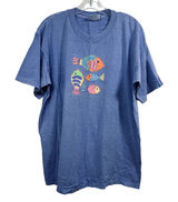 Fresh Produce Vintage Fish Graphic T-Shirt Periwinkle Blue Cotton Large USA Made Photo 0