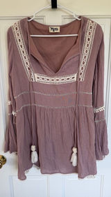 Show Me Your Mumu Romina Tunic Dress Mauve Boho Bell Sleeve Medium Photo 0