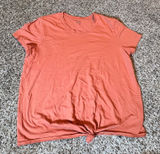 Madewell Womens Short Sleeve Front Knot Tie Tee Coral Orange Slub Cotton Size L Photo 0
