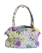 Vera Bradley Mandy Handbag Flutterby Retired Floral Quilted Cotton Satchel Photo 0