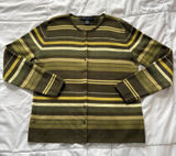 Vintage Rafael Sport Olive Green Striped Wool Cardigan Sweater Medium Streetwear Photo 0