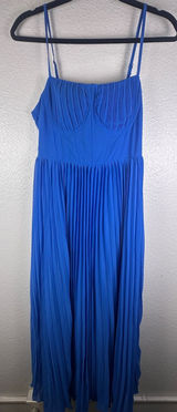 Zeflows Blue Pleated Corset Maxi Dress Adjustable Straps Size M NWT Photo 0