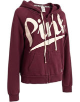 PINK Victoria's Secret Hoodie Women Medium Maroon‎ Full Zip Graphic Sweatshirt Photo 0