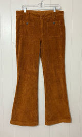 Free People Mid Rise Corduroy Flare Pants Rust Brown Size 8 Photo 0