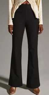 Anthropologie Maeve Black Slim Flare‎ Trouser Pants Black Women’s Size 8 Photo 0