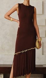 Commense Asymmetric Fringe Metal Bead Detail Maxi Dress size medium Photo 0