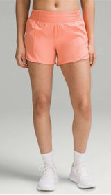 Lululemon Hotty Hot High-Rise Lined Short 4" in Sunny Coral Size 6 Photo 0