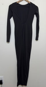 SKIMS Women Maxi Dress Small Gray Long Sleeve‎ Open Back Bodycon Lounge Stretch Photo 0
