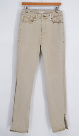 Good American Good Classic Jeans Womens 10 Bone Beige Skinny Ankle Slit Stretch Photo 0