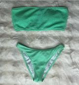 Neon Green Shein Bikini Set Bandeau Photo 0