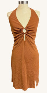 Wild Fable XL Minidress Orange Shimmer Halter Cutout Bodycon Y2K Club Fest Date‎ Photo 0