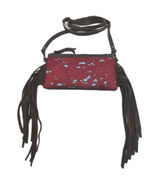 American Darling Western Crossbody Purse Red Cowhair Leather Fringe Aztec Girl Photo 0