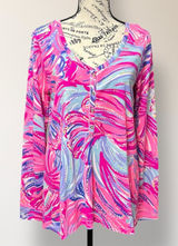 Lilly Pulitzer Sorella Oh My Guava Pink Pima Cotton Long Sleeve Top M‎ Photo 0
