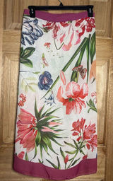 Women’s Floral Maxi Skirt cover up with Pink Border one size Photo 0