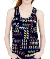 J.Crew Women Navy Blue Cotton Sailboat Regatta Ratti‎ Print Tank Top Small Photo 0