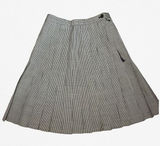 El Vous‎ Gingham Pleated Midi Skirt Black White Plaid Academic Size 4 Photo 0