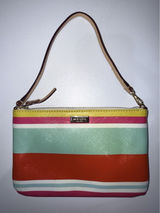 Kate Spade New York Women's‎ Striped Multicolor Wristlet Trim Leather Logo Purse Photo 0