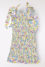 Aura Floral Print smocked body ruffled boho babydoll sundress‎ Size S Photo 0