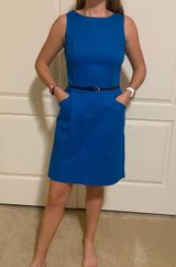 Royal Blue Belted Dress Photo 0