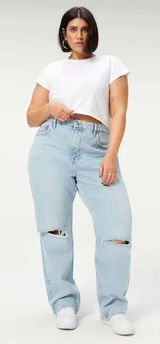 Good American Good 90’s Relaxed Straight Leg Jeans Blue542 Size 16 Photo 0