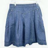 Free People Women's Scout‎ Pleated Midi A-Line Skirt Medium Wash Size 12/16 Photo 0