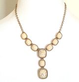 Vintage Monet Jewelry Choker Signed M Gold Tone White Gold Cabochon Photo 0