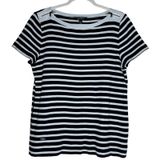 Lauren Ralph‎ Lauren Womens XL Navy Blue White Striped Boat Neck Zipper Top Photo 0