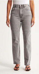 Abercrombie Curve Love 90s Straight Ultra High Rise Gray Jeans Size 27 Photo 0