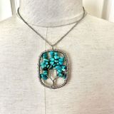 Avon tree faux turquoise silver tone pendant necklace Photo 0