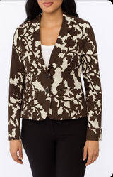 XL Brown White Crop Floral Print Blazer Jacket Pockets Old Navy Photo 0