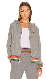 Aviator Nation Rainbow Rib Zip Hoodie Heather Grey size XXL Photo 0