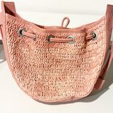 FREE‎ PEOPLE RAFFIA CABANA CROSSBODY VEGAN IN VINTAGE PINK Straw Shoulder Bag Photo 0