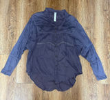 Free People Purple‎ Embroidered Lace Lagenlook Blouse Small Boho New Romantics Photo 0