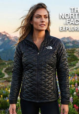 The North Face Med ThermoBall Quilted Jacket Black Floral Lining Full Zip Womens Photo 0