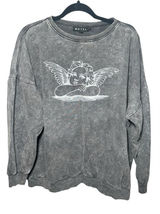 Motel Glo Sweatshirt in‎ Stone Wash Cherub Angelo Print Oversized Size Medium Photo 0