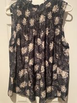 Pre-Owned JOIE Fern Smocked Yoke Top Baltic Print Black, Size L $19, B51 Photo 0