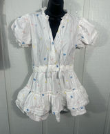 Mable White with Multi Colored Bows Puff Sleeve Lined Dress Size Small EUC Photo 0