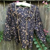 Free People Floral print Cotton Top Blouse M Photo 0