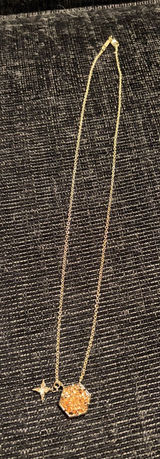 Kendra Scott vintage gold sheen obsidian Pendant Necklace with Star Charm Photo 0