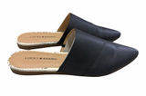 NWOB Lucky Brand Bidimin Mule in Black Leather Pointed Toe Flat Slip On Size 9.5 Photo 0