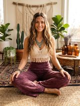 Chatoyant High-Rise Flare Pants – Dusty Rose/Purple L Photo 0