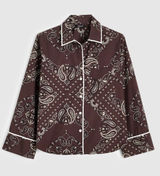 Madewell The Signature Y-Neck Shirt Chocolate Plum Bandana Print Size Medium NWT Photo 0