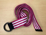 Adidas Women's Pink White Striped Webbing Polyester Belt Metal Buckle Size 42 Photo 0