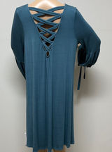 American Eagle Dark Teal Green Long Sleeve Criss Cross Back swing dress size XL Photo 0