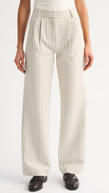 Abercrombie & Fitch Sloane Tailored Wide Leg Pants Beige Pinstripes Size 27 4L Photo 0