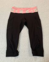 Pink and Black Capri Leggings Vintage Style Size 4 GUC Photo 0
